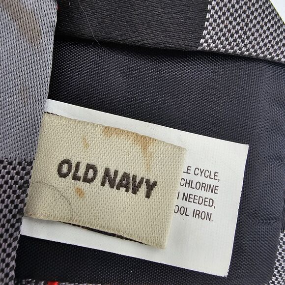 Mens Necktie Old Navy Black Grey Red Skinny Striped 49x2.5 Inch Slim Vintage - Picture 4 of 6